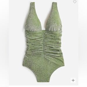 Sparkle ruched plunge one-piece